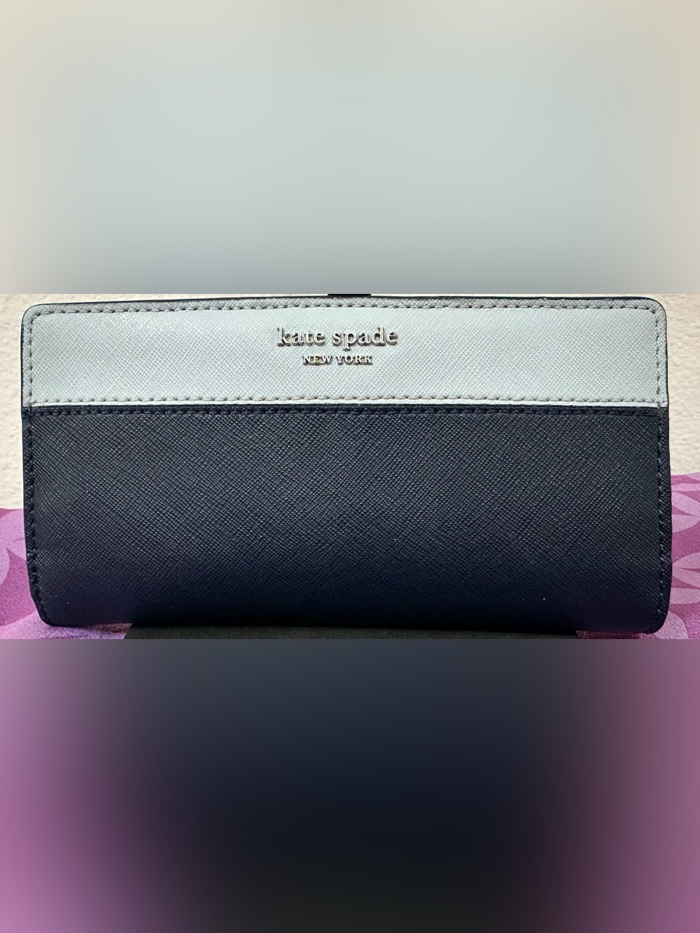 Kate Spade Navy Light Blue Colorblock Continental Wallet